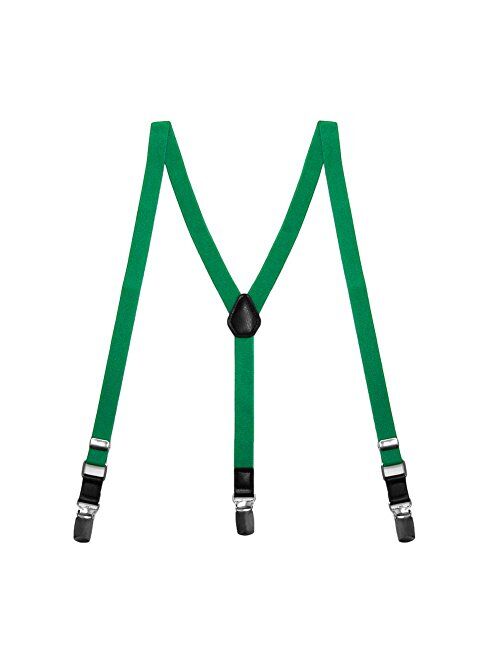 TieMart Boys' Green Skinny Suspenders