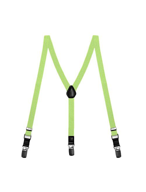 TieMart Boys' Lime Green Skinny Suspenders