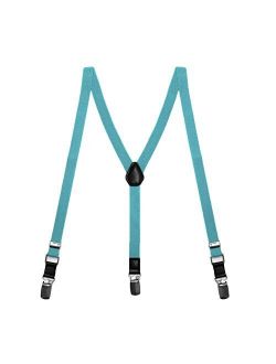 TieMart Boys' Turquoise Skinny Suspenders