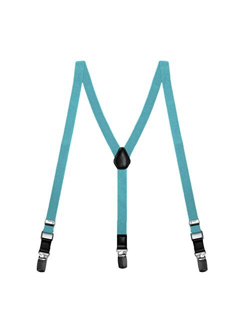 TieMart Boys' Turquoise Skinny Suspenders