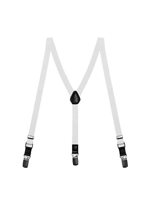 TieMart Boys' White Skinny Suspenders