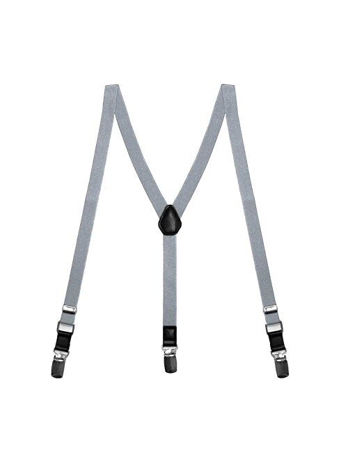 TieMart Boys' Platinum Gray Skinny Suspenders