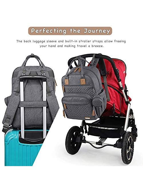 Diaper Bag Backpack, iniuniu Large Unisex Baby Bags for Boys Girls, Waterproof Travel Back Pack with Diaper Pouch, Washable Changing Pad, Pacifier Case and Stroller Strap