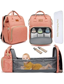 DEBUG Baby Diaper Bag Backpack with Changing Station Diaper Bags for Baby Bags for Boys Diaper Bag with Bassinet Bed Mat Pad Girl Men Dad Mom Travel Waterproof Stroller S