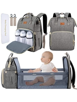 DEBUG Baby Diaper Bag Backpack with Changing Station Diaper Bags for Baby Bags for Boys Diaper Bag with Bassinet Bed Mat Pad Girl Men Dad Mom Travel Waterproof Stroller S