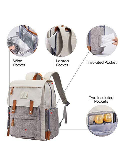 Diaper Bag Backpack Frank Mully Large Multifunction Travel Baby Bag for Mom Dad Cream White