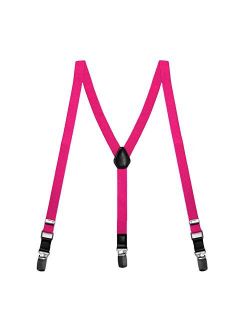 TieMart Boys' Bright Fuchsia Skinny Suspenders