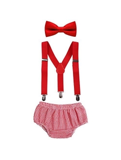 Child Baby Boys Adjustable Elastic Clip Y Back Suspenders Bowtie Outfit First Birthday Cake Smash Bloomers Clothes set