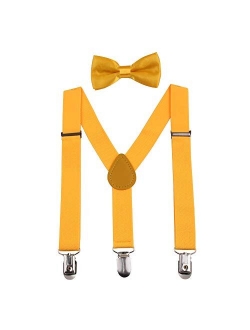 GUCHOL Child Kids Suspenders Bow Tie for Boys and Girls Adjustable Elastic Classic Accessory Sets Age 1 to 13 Year