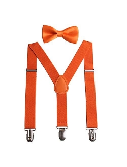 GUCHOL Child Kids Suspenders Bow Tie for Boys and Girls Adjustable Elastic Classic Accessory Sets Age 1 to 13 Year