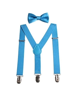 GUCHOL Child Kids Suspenders Bow Tie for Boys and Girls Adjustable Elastic Classic Accessory Sets Age 1 to 13 Year