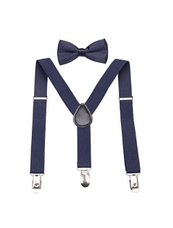 GUCHOL Child Kids Suspenders Bow Tie for Boys and Girls Adjustable Elastic Classic Accessory Sets Age 1 to 13 Year