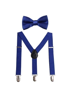 GUCHOL Child Kids Suspenders Bow Tie for Boys and Girls Adjustable Elastic Classic Accessory Sets Age 1 to 13 Year