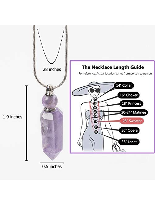 AMOYSTONE 1P Women Long Necklace Clear Quartz Gemstone Perfume Essential Oil Diffuser Bottle Natural Crystal Pendant Irregular Unpolished