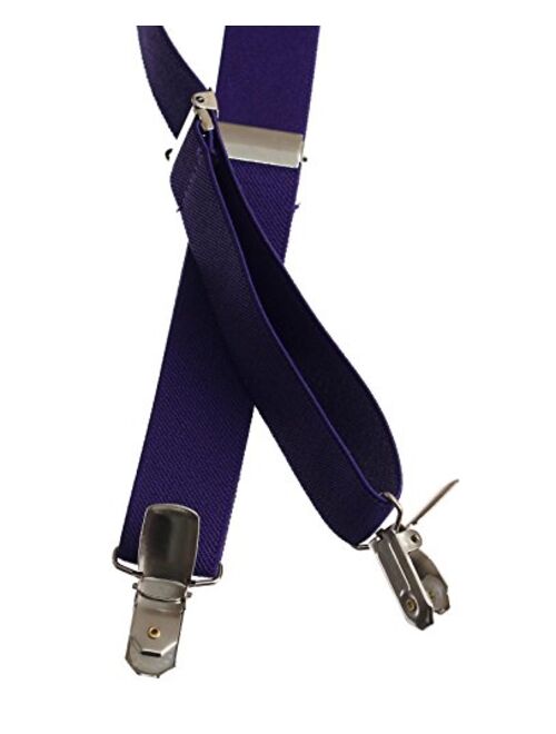 Matching Dark Purple Adjustable Suspender and Bow Tie Sets, Kids to Adults Sizing