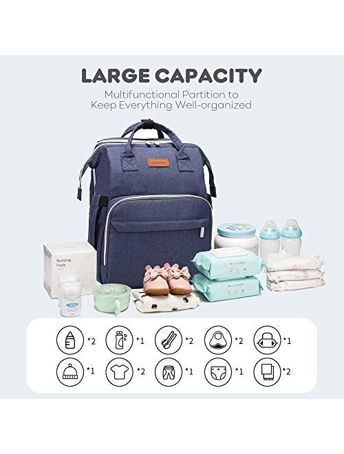 YOOFOSS Diaper Bag Backpack, Baby Nappy Changing Bags Multifunction Travel Back Pack with Changing Pad & Stroller Straps, Large Capacity, Waterproof and Stylish (Grey)