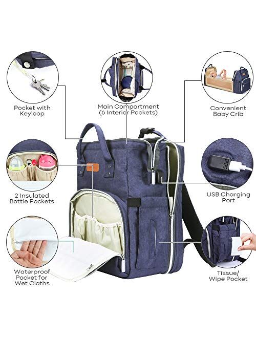 YOOFOSS Diaper Bag Backpack, Baby Nappy Changing Bags Multifunction Travel Back Pack with Changing Pad & Stroller Straps, Large Capacity, Waterproof and Stylish (Grey)