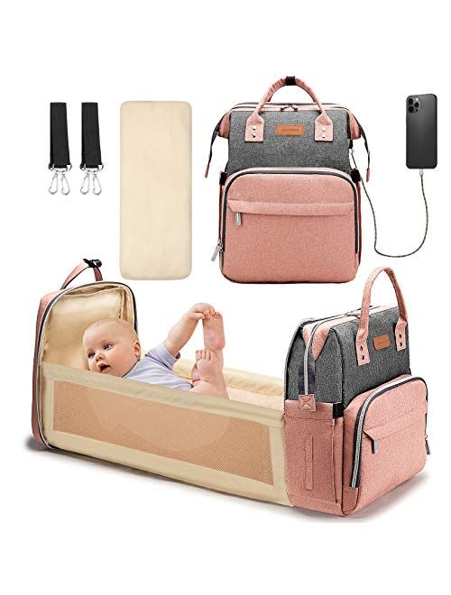 YOOFOSS Diaper Bag Backpack, Baby Nappy Changing Bags Multifunction Travel Back Pack with Changing Pad & Stroller Straps, Large Capacity, Waterproof and Stylish (Grey)