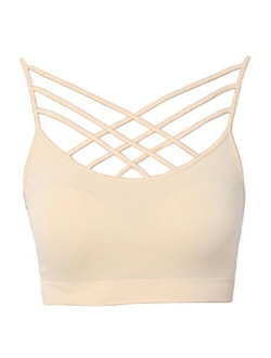 Sleeveless Bustier Crop Top Cage Crisscross Cutout Bralette Bra Top