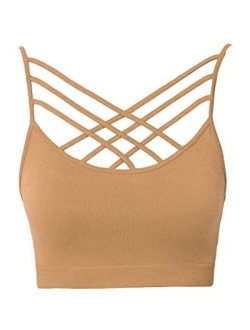 Sleeveless Bustier Crop Top Cage Crisscross Cutout Bralette Bra Top