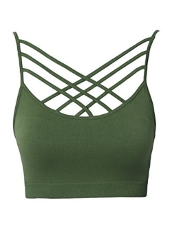 Sleeveless Bustier Crop Top Cage Crisscross Cutout Bralette Bra Top