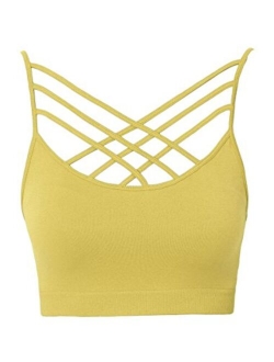 Sleeveless Bustier Crop Top Cage Crisscross Cutout Bralette Bra Top