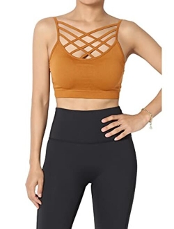 Sleeveless Bustier Crop Top Cage Crisscross Cutout Bralette Bra Top –  TheMogan