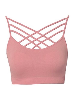 Sleeveless Bustier Crop Top Cage Crisscross Cutout Bralette Bra Top