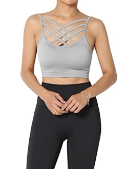 Sleeveless Bustier Crop Top Cage Crisscross Cutout Bralette Bra Top