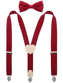 YJDS Suspenders for Boys and Bow Tie Set Y Back Heart-Shaped Clips