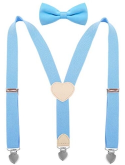 YJDS Suspenders for Boys and Bow Tie Set Y Back Heart-Shaped Clips