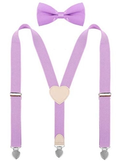 YJDS Suspenders for Boys and Bow Tie Set Y Back Heart-Shaped Clips