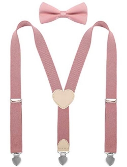 YJDS Suspenders for Boys and Bow Tie Set Y Back Heart-Shaped Clips