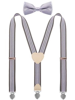 YJDS Suspenders for Boys and Bow Tie Set Y Back Heart-Shaped Clips