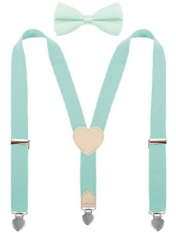 YJDS Suspenders for Boys and Bow Tie Set Y Back Heart-Shaped Clips