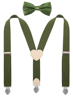 YJDS Suspenders for Boys and Bow Tie Set Y Back Heart-Shaped Clips