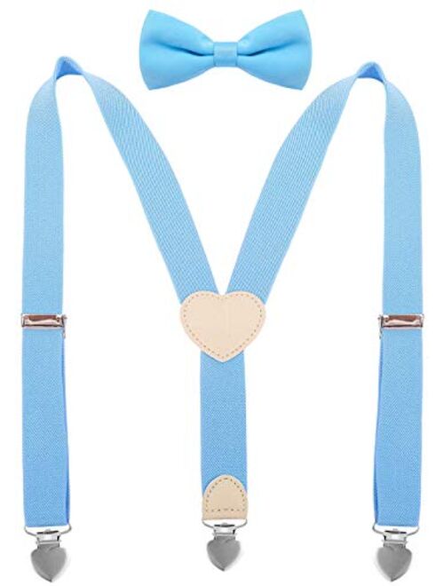 YJDS Suspenders for Boys and Bow Tie Set Y Back Heart-Shaped Clips