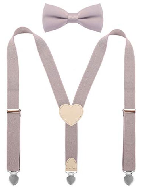 YJDS Suspenders for Boys and Bow Tie Set Y Back Heart-Shaped Clips