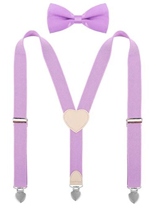 YJDS Suspenders for Boys and Bow Tie Set Y Back Heart-Shaped Clips