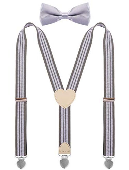 YJDS Suspenders for Boys and Bow Tie Set Y Back Heart-Shaped Clips