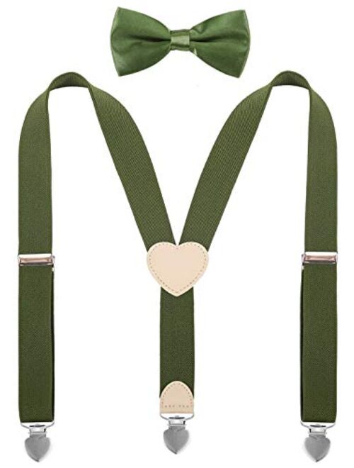 YJDS Suspenders for Boys and Bow Tie Set Y Back Heart-Shaped Clips