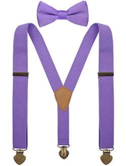 YJDS Boys Suspenders and Bow Tie Set Y Back Vintage 3 Clips