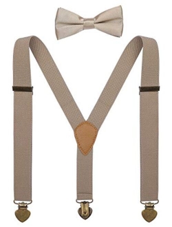 YJDS Boys Suspenders and Bow Tie Set Y Back Vintage 3 Clips