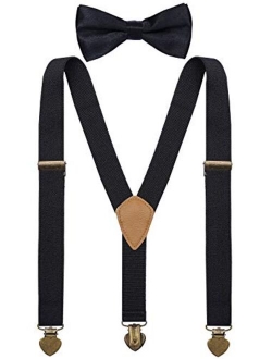 YJDS Boys Suspenders and Bow Tie Set Y Back Vintage 3 Clips