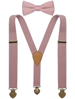 YJDS Boys Suspenders and Bow Tie Set Y Back Vintage 3 Clips