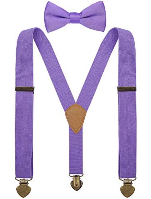 YJDS Boys Suspenders and Bow Tie Set Y Back Vintage 3 Clips