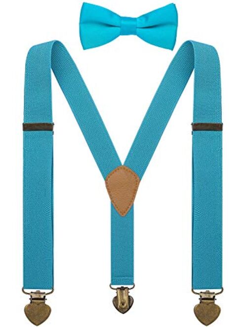 YJDS Boys Suspenders and Bow Tie Set Y Back Vintage 3 Clips