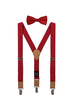 CEAJOO Suspenders for Boys Elastic with Bow Tie