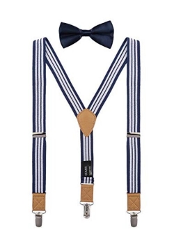 CEAJOO Suspenders for Boys Elastic with Bow Tie