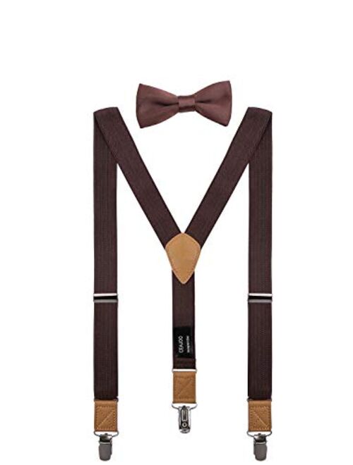 CEAJOO Suspenders for Boys Elastic with Bow Tie